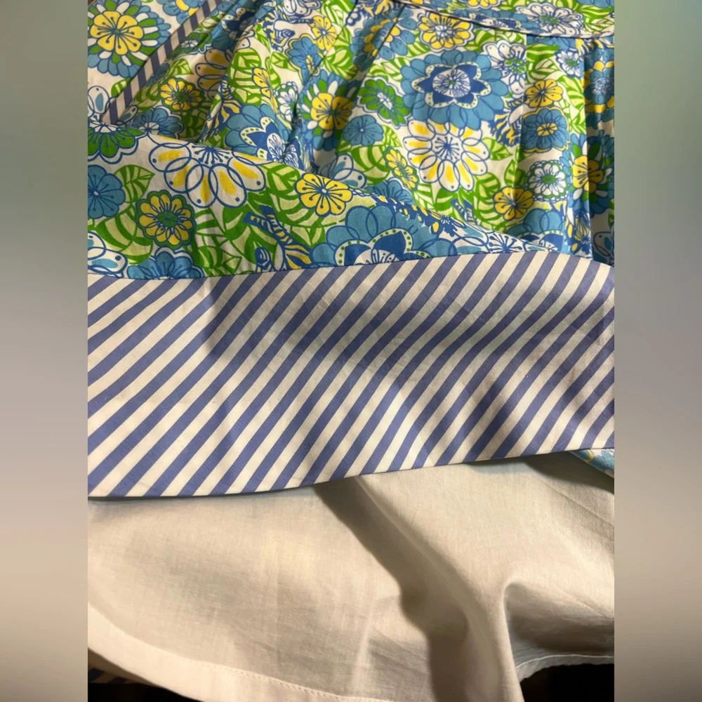 Lilly Pulitzer Blue and Green A-Line Resort Skirt Summer business casual preppy